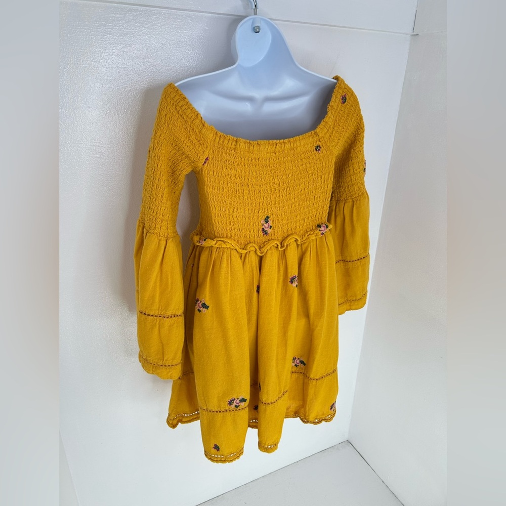 Free People Counting Daises Bell Sleeve Mini Dress Small‎ Boho Hippie Festival - Picture 11 of 16